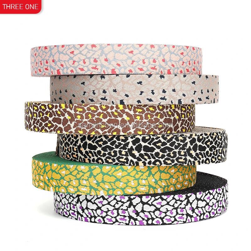 2-inch New Leopard Pattern Jacquard Strap 50mm Polyester Double-sided Jacquard Strap Leopard Pattern Strap Woven Webbing