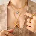 Hot Selling Balloon Dog Animal Stainless Steel 18K Real Gold Plated Cute Three-dimensional Dog Pendant Necklace Unisex