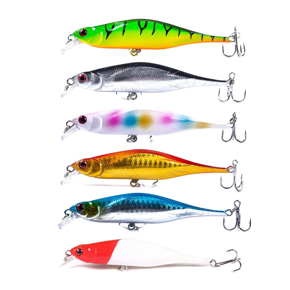 Hengjia 105mm 11.5g Wired Hard Minnow Fishing Lures Printed Artificial Metal and ABS Bait for Lake and Stream Fishing