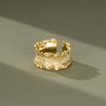 Punk Hip Hops Gold Plating S925 Sterling Silver Irregular Width Finger Ring S925 Silver Geometric Open Ring for Women