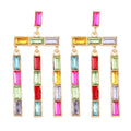 Wholesale 3 Rows Glass Geometric Tassel Earrings Rhinestone Crystal Square Tassel Stud Earrings Women Jewelry