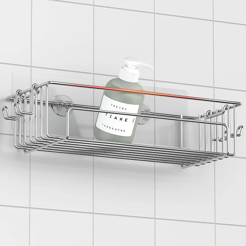 Multifunctional Modern Brushed Stainless Steel Corner Bathroom Shower Caddy Shelf Wall Adhesive Organizer Rack