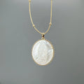 New Religious Jewelry Oval Medal Natural Sea Shell Virgin Guadalupe Necklace for Women