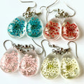 Hot Sell Multi Color Bohemian Amber Resin Flower Pendant Earrings Children's Jewelry