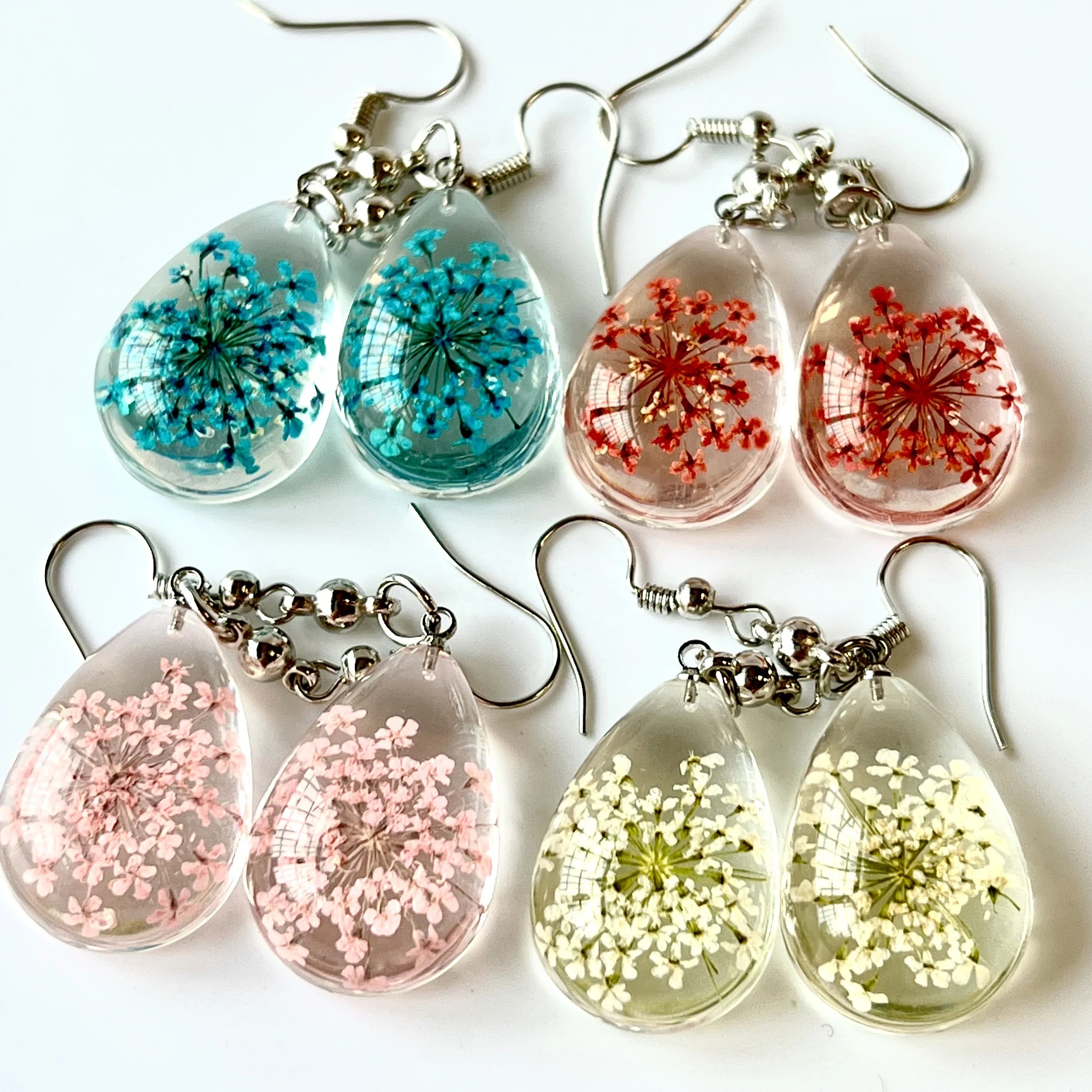 Hot Sell Multi Color Bohemian Amber Resin Flower Pendant Earrings Children's Jewelry