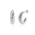 Minimalist Chunky Twisted C Shape S925 Sterling Silver Shrimp Hoop Earrings Croissant Hoop Earrings