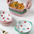 Strawberry Pattern Dishes Set Porcelain Baking Ware Bakeware Ceramic Household Plate European Bakeware