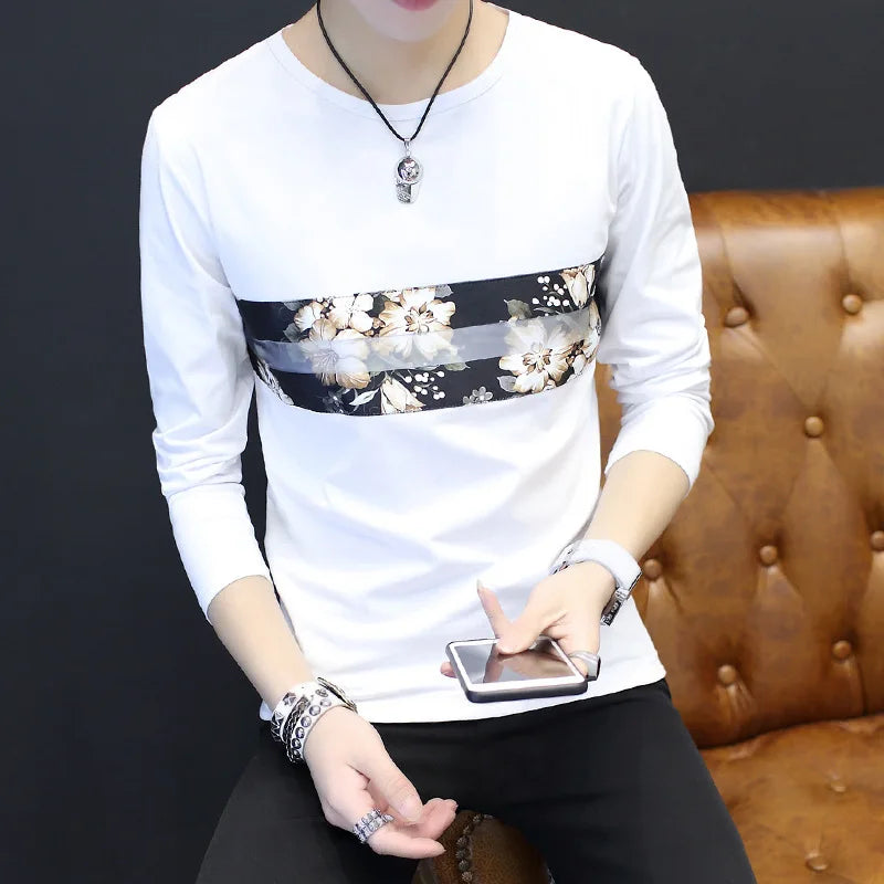 10%OFF M-3XL Men's Long Sleeve T-Shirt Top Trend Slim Autumn Men's Bottoming Shirt T-Shirt Men