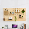 Modular Hanging Storage Coat Rack Shelf Wood Panel Pegboard with Floating Wooden Shelves for Wall for Clothing Organization