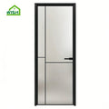 High Quality Aluminum Glass Double Tempered Waterproof Modern Manual Finished Apartment Interior Bathroom Door Pre-hung Casement