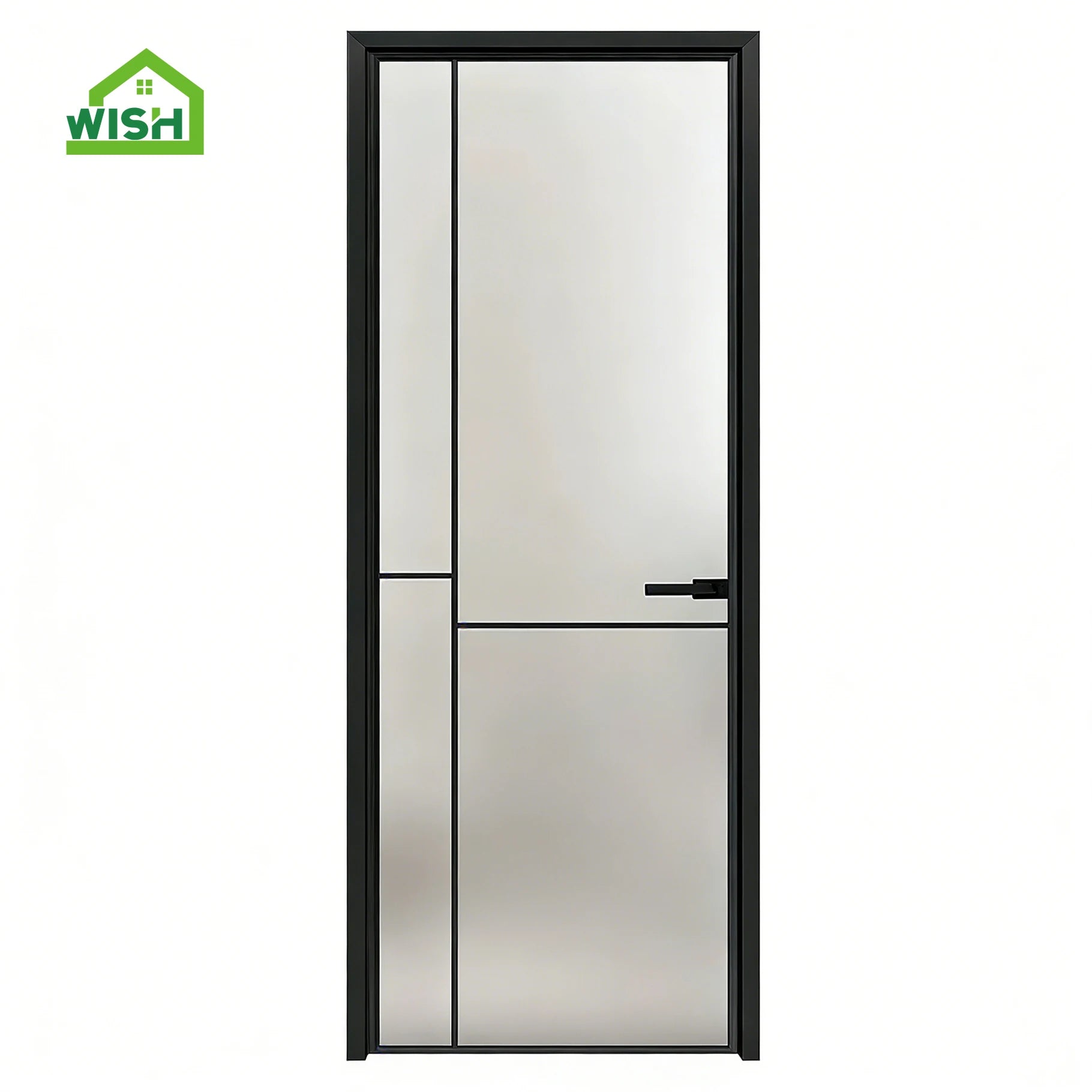 High Quality Aluminum Glass Double Tempered Waterproof Modern Manual Finished Apartment Interior Bathroom Door Pre-hung Casement