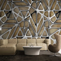 Modern Wood Texture Silver Gray Irregular Pattern Wallpaper Living Room Office Wallpaper Mural