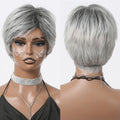 Factory Fast Delivery Short Pixie Cut Hair Wig Silver Grey Ash Blonde Bob Straight Synthetic Wigs for Women Layered Wig
