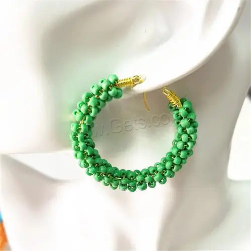 Bohemian Style 18K Gold Plated Porcelain Jewelry Earring Brass for Woman More Colors for Choice 40x2mm 1628031