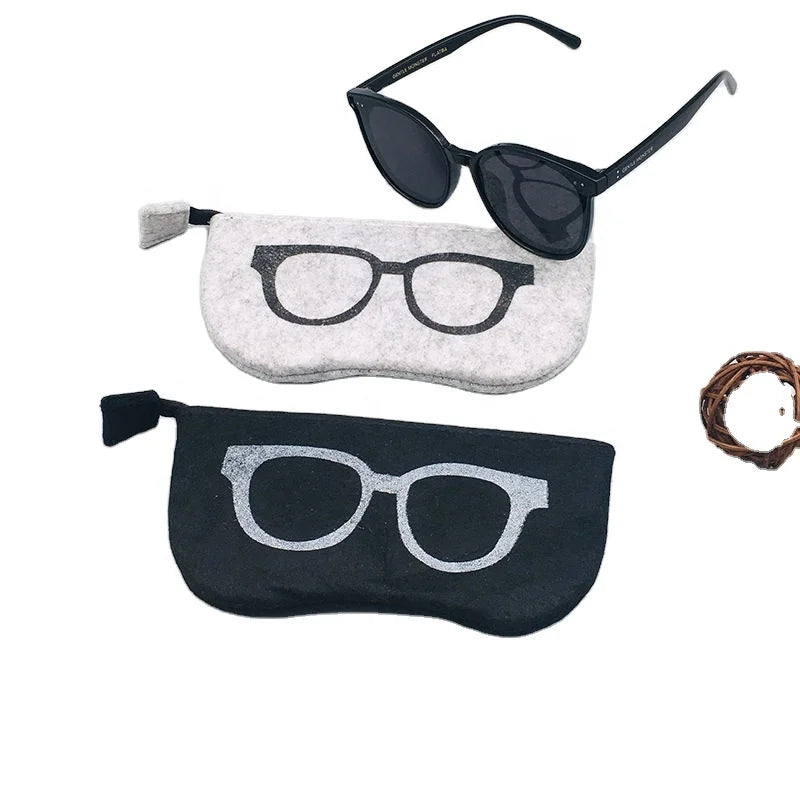 Wholesale Customizable Logo Glasses Bag Soft Felt Zipper Eyeglasses Bag Cosmetic Storage Bag