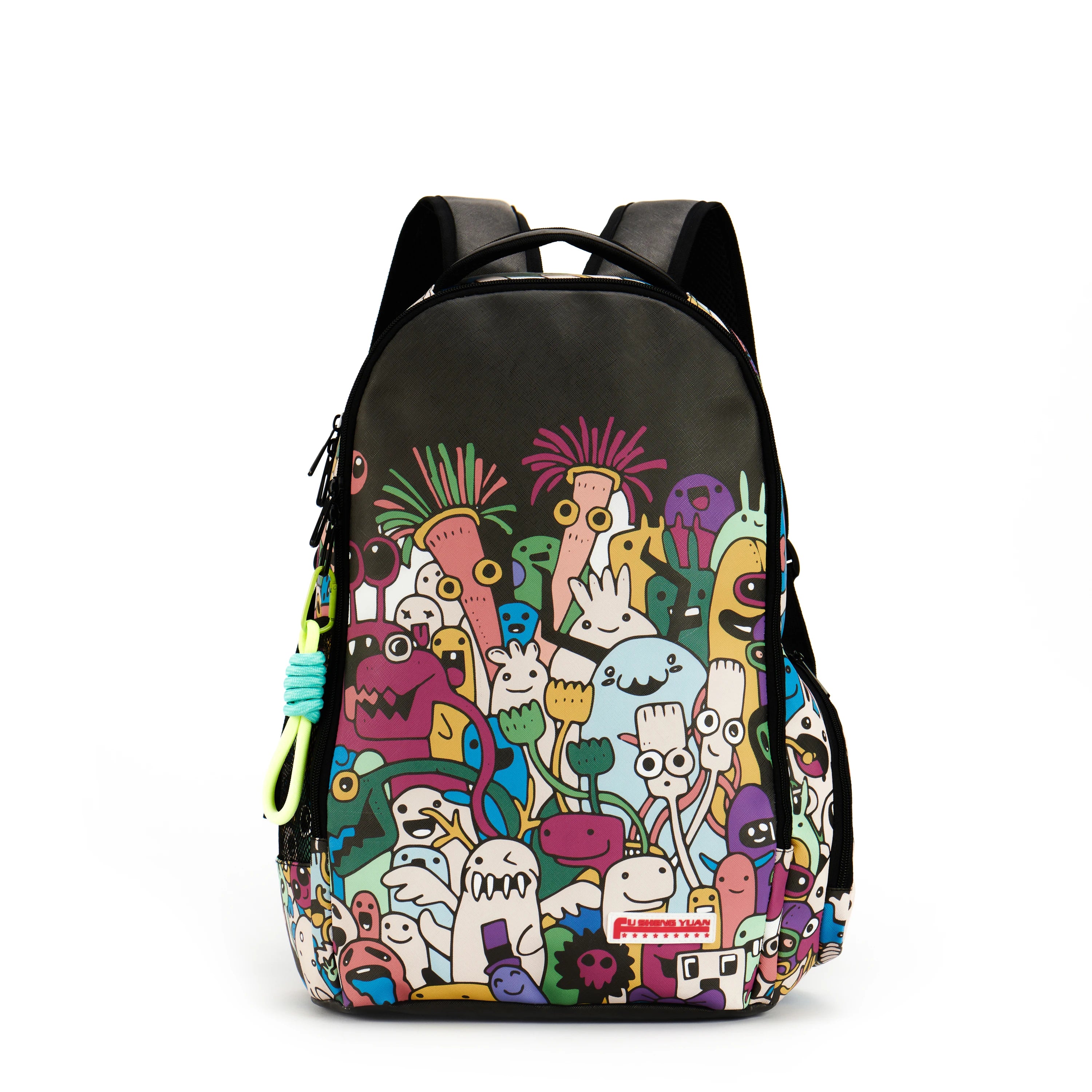 FSY Fashion College Student Large Waterproof Sublimation School Book Backpack Hip-Hop Custom Logo Cartoon Print PVC Leather