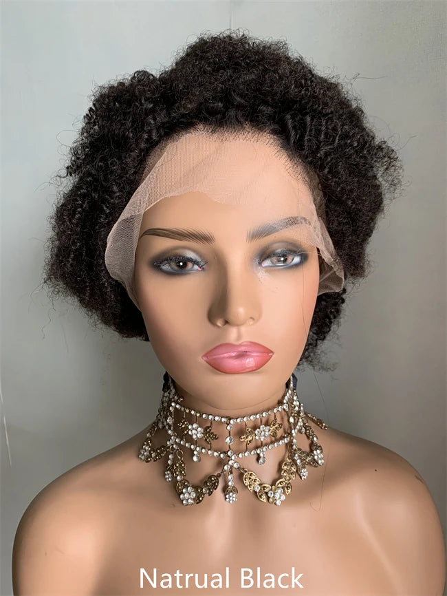 DX063 Kinky Curl Human Brazilian Hair Braids Wig Boho Braided Raw Hair Wigs for Braiding Incoo Full Lace Short 8 Inch 10 Inch