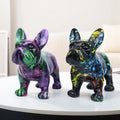 Custom Wholesale Home Living Room TV Cabinet Decor Resin Bull Dog Statue Crafts Colorful French Bulldog Statue Sculpture