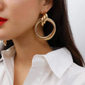 Fashion Gold Silver Color Oversized Hollow Round Shape Drop Earrings for Women MegaBDM