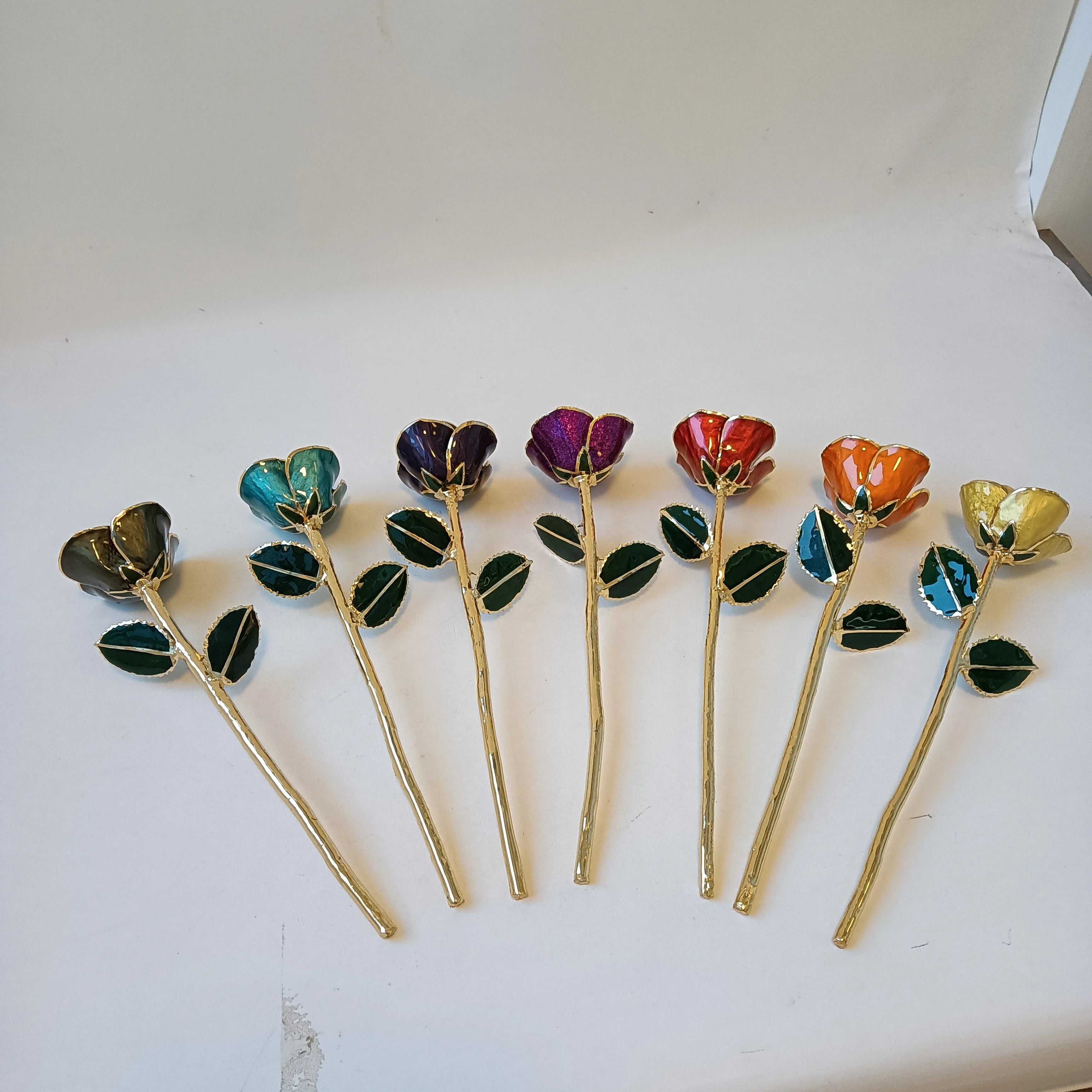Real Rose Q-1347 Preserved Flowers 24K Artificial Red Gold Plated Dipped Rose Flower for Valentine's Gift