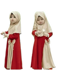Modest Malaysia Baby Girls Set With Hijab Islamic Clothing Full Sleeves Children Hijabs Dress Sets for Girls C0002