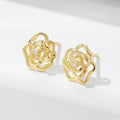 Wholesale New 18k Gold Plated Fashion Flower 925 Sterling Silver Small Stud Earrings for Women Girls Gifts