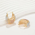 Hengdian Earring Women Jewelry 18K Gold Plated 18 Zircon Women'S Hoop Stud Earrings Hollow Copper Alloy Wholesale for Women