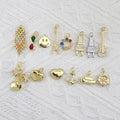 CZ8608 18k Gold Rudder Anchor CZ Cubic Zirconia Coconut Palm Guitar Power Cord Electricity Plug Charm Pendant for Necklace