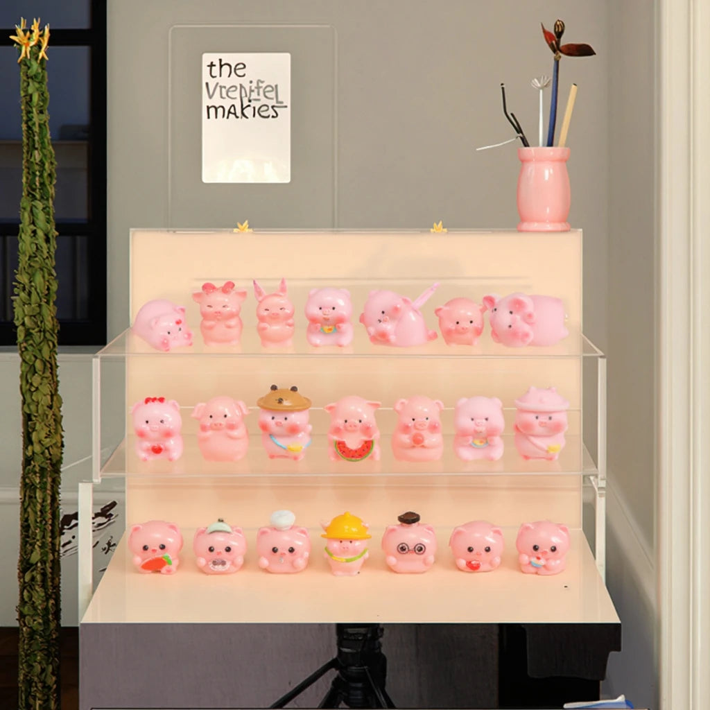 Miniature Ornament 3D Cute Cartoon Garden Decoration Animal Resin Accessories Figurine Mini Zoo Farm Figure pink Pig Resin Charm