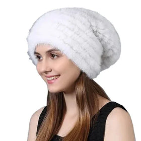 MWfur Warm Mink Hair Hats Fashion Fur Beanies Mink Fur Hats for Winter Winter Women Fur Casual Bonnet