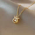 Korean Stainless Steel Heart Pendant Necklace 18k Gold Plated Zircon Lock Stainless Steel Necklace for Women
