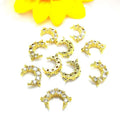 CZ8600 Tiny Little Mini 14k 18k Gold Plated CZ Micro Pave Crescent Moon Charms Connectors with Two Loops