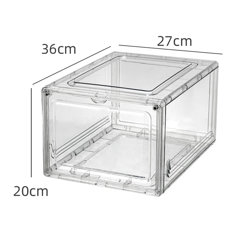 Transparent Clear Stackable Acrylic Magnetic Plastic Sneakers Rock Sports Shoes Display Containers Injection Shoe Storage Box