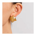 Non Fading 18K Gold Plated Square Crease Earring Stainless Steel Scratch Waterproof Stud Earrings for Girls