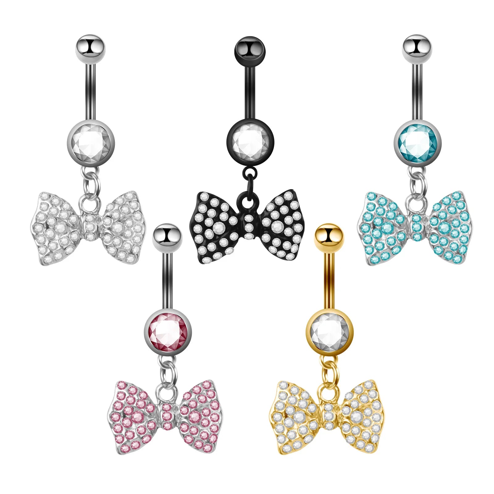 Gaby Y2k Bow Belly Rings Jewelry Heart Surgical Steel Stainless Steel Piercing Belly Piercing Belly Button Ring Body Jewelry