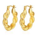 Fashion Stainless Steel Jewelry Twisted Custom Earrings PVD 18k Gold Plated Stainless Steel Circle Hoop Earrings for Women