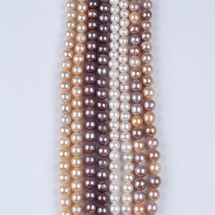 AA 10-12mm Natural White Pink Purple Edison Round Freshwater Pearls Strand 36cm 60g for Jewelry Making