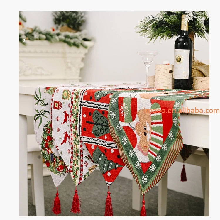 Xmas Knitted Cloth Table Flag Creative Christmas Tea Table Decorative Tablecloth 2021 Merry Christmas Decor for Home Table Cover