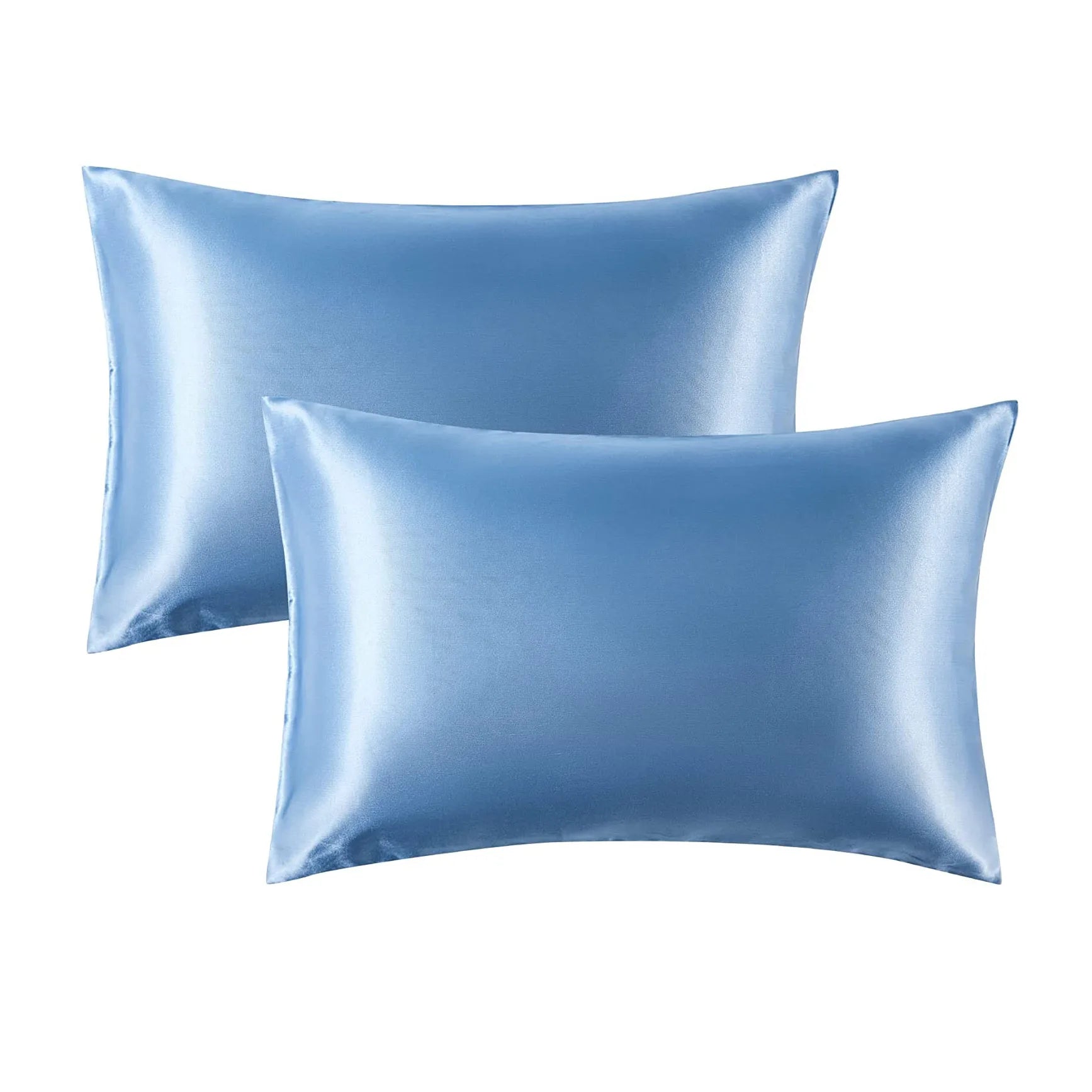 Kingworth Funda De Almohada 2 Pack Pure Satin Silky Zippered Envelop Fitted Pillowcases Cover Standard Set