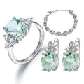 F0066 Abiding Jewelry 2026 Good Selling Jewelry Silver Prasiolite Green Amethyst Natural Stone 925 Jewelry Wedding Set