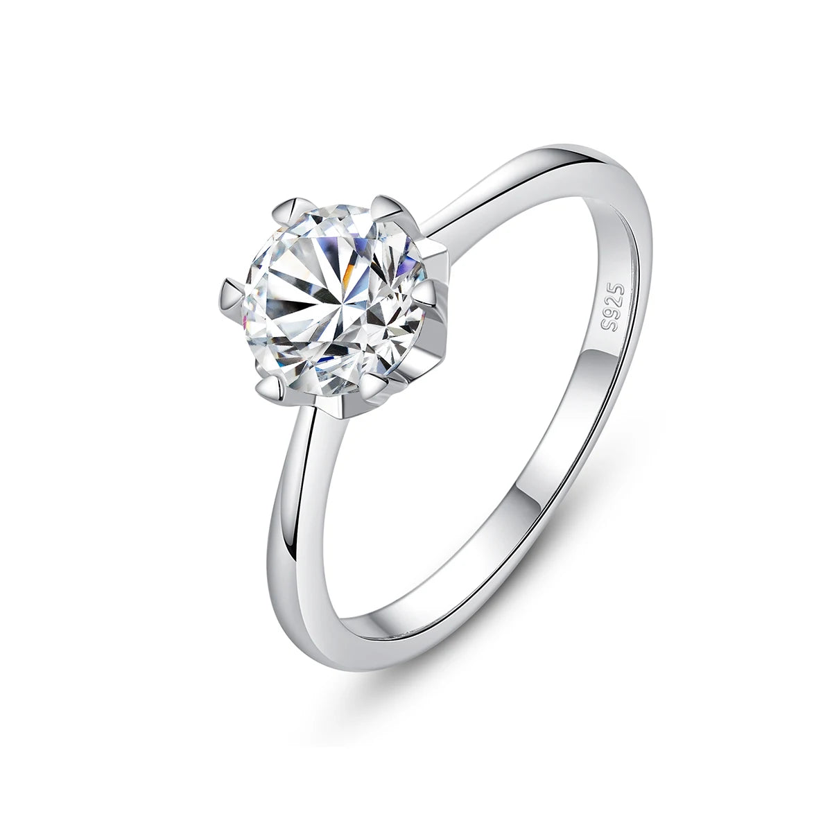 CZCITY Luxury 1ct VVS1 Moissanite Wedding Band Women 925 Sterling Silver Diamond Rings Statement Bridal Jewelry Engagement Ring