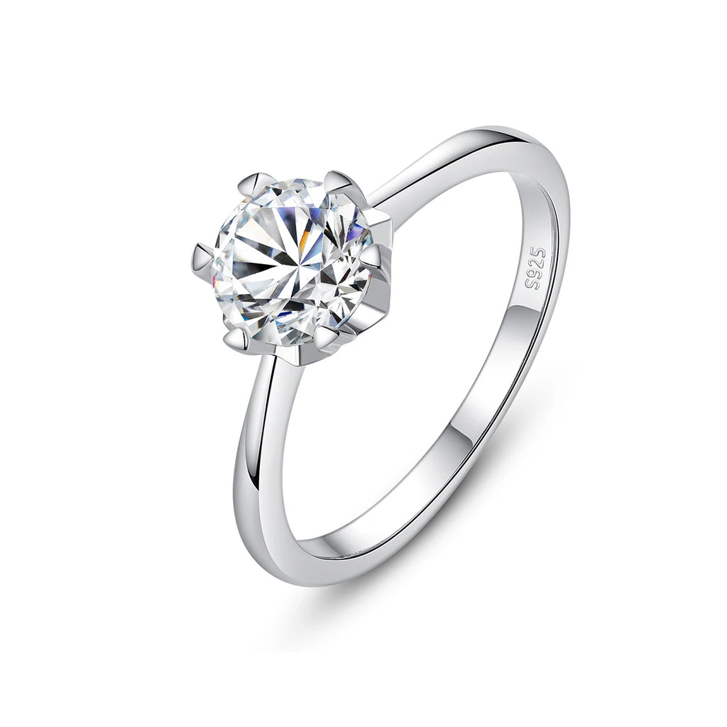 CZCITY Luxury 1ct VVS1 Moissanite Wedding Band Women 925 Sterling Silver Diamond Rings Statement Bridal Jewelry Engagement Ring