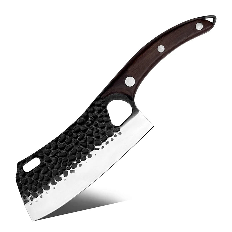 Grandsharp 6.5 Inch High Carbon Steel Handmade Forged Knife Serbian Chef Knife  Butcher Outdoor Slaughter Hand Forged Knives