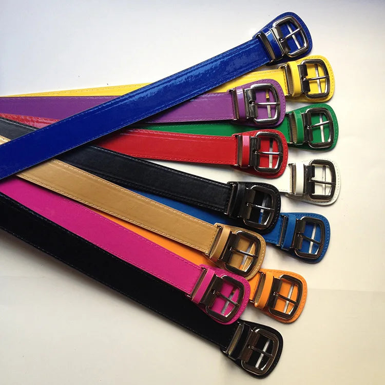 Cowboy Belt Custom Logo Adjustable Size Patent Leather Outdoor Sports Athletic Youth Baseball Belt