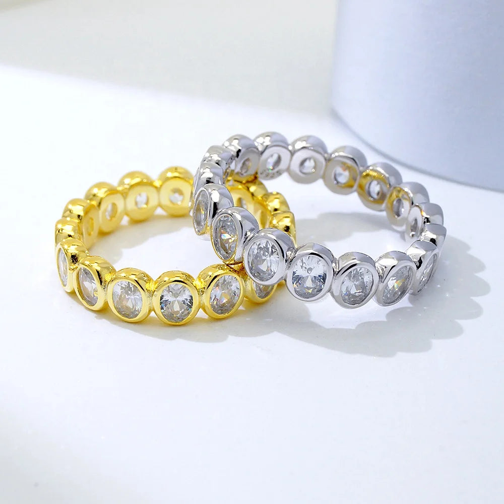 925 Sterling Silver Jewelry Factory Wholesale Pure Silver Rings Fine Jewelry Iced Out Cz Stone Band Ring