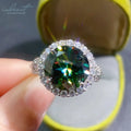 Silver 925 Original 6 Carat Round Brilliant Cut Pass Diamond Test Green Moissanite Ring for Teen Girls Wedding Gemstone Jewelry