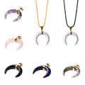 Fashion Vintage Resin Big Horn Shaped Crescent Moon Pendant Choker Necklace with Chain for Women Statement Boho Jewelry Gift