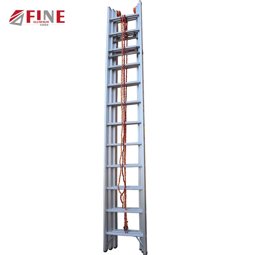 Modern 3-Section Folding Aluminum Triple Extension Ladder Convenient Combination Design