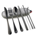 Reusable Travel Camping Silverware with Metal Straw Spoon Fork Chopsticks and Portable Case Cutlery Set
