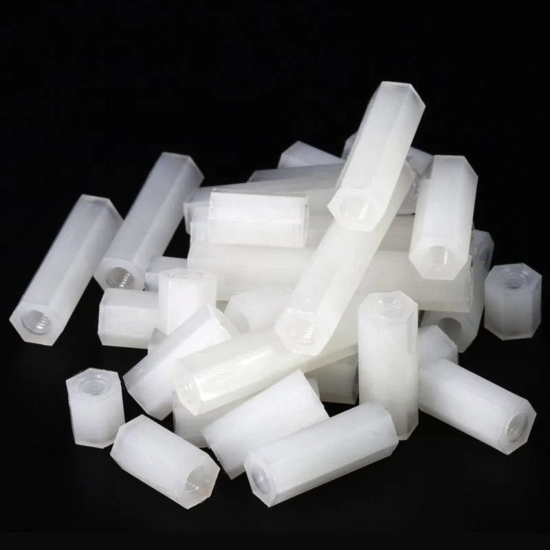 M2 M2.5 M3 M4 White Nylon Double pass Hex Standoff Female Plastic Hexagonal Threaded Motherboard Spacer Pillar Boards Nut